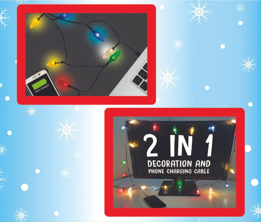 Christmas Light 3FT USB-to-Lightning / USB-C Sync and Charge Cables - 6 Pieces Per Display 25327 STORE SURPLUS